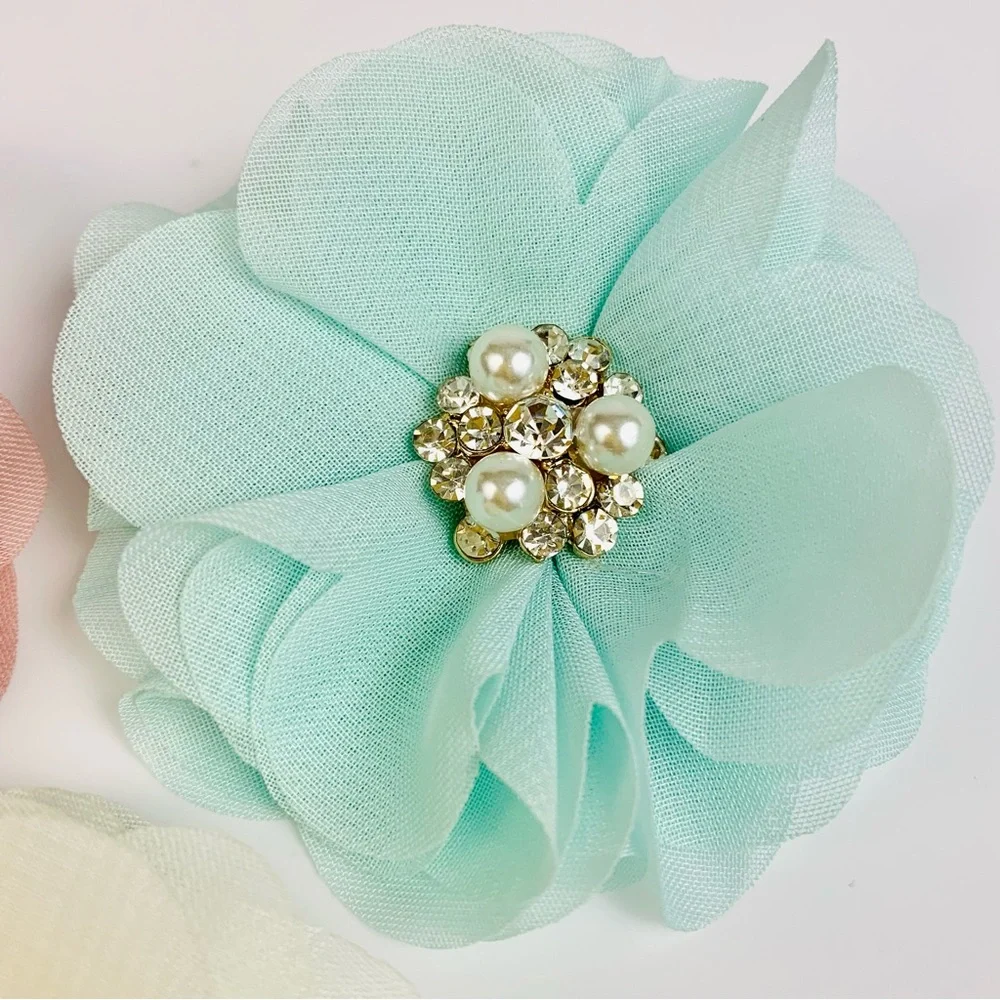 Pearl Cluster Flower Clips Set of 3 - Picture 5 of 10